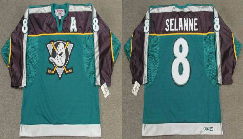 2019 Men Anaheim Ducks 8 Selanne green style 2 CCM NHL jerseys